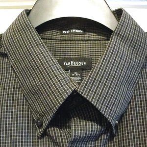 Van Heusen LS XL No Iron Black Gray White